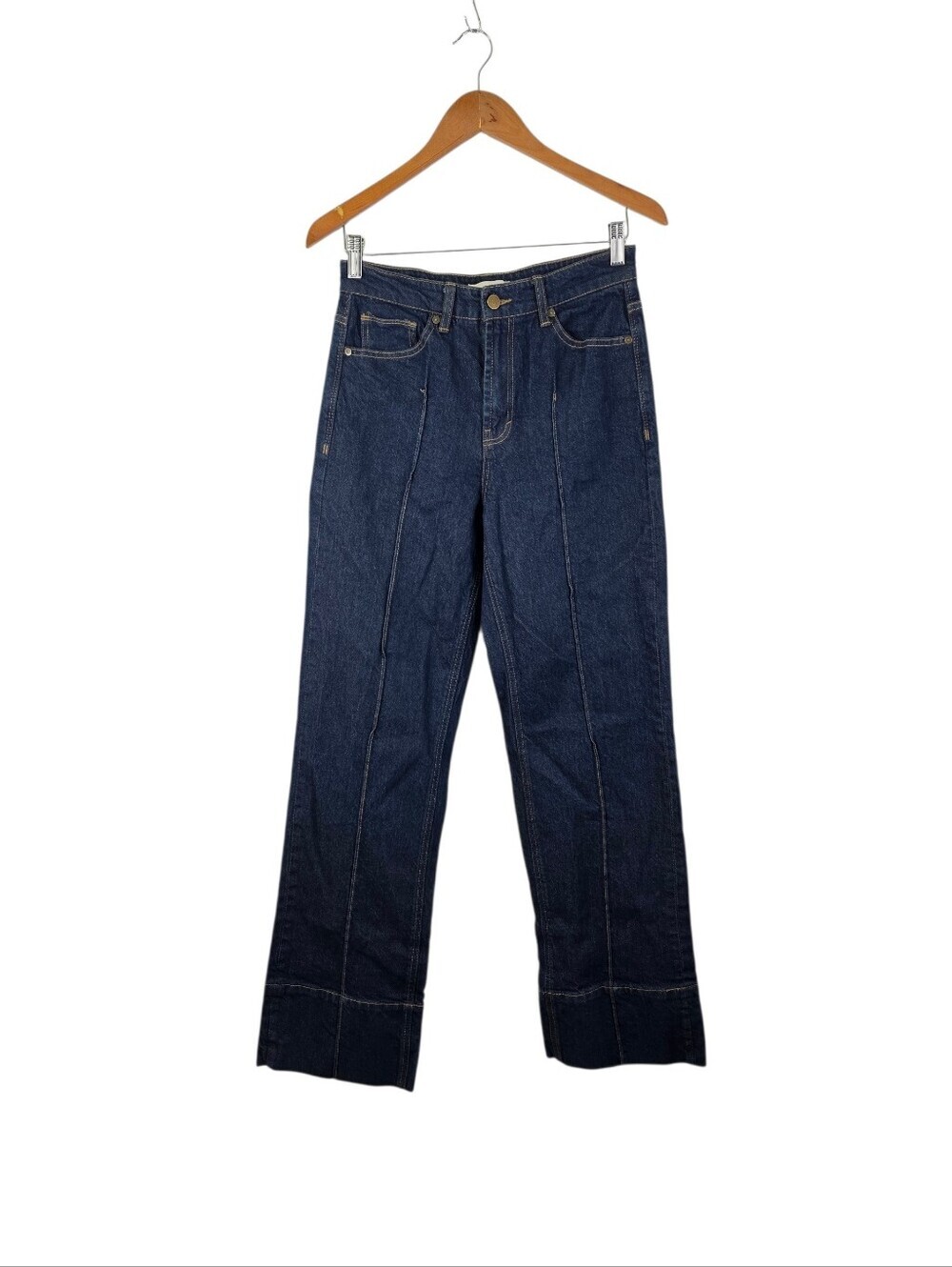 Habitual Women's Wide Leg Trouser Pintuck Jeans Dark Wash High Rise Size 4/27